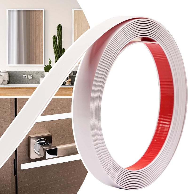 JSIWOTH 0.79in × 20Ft Peel and Stick Wall Molding Trim - Flexible Self Adhesive Molding Trim for Walls, Edges, Borders, Window Frames, Backsplash Tiles - White (Paintable) Waterproof Trim - Image 1